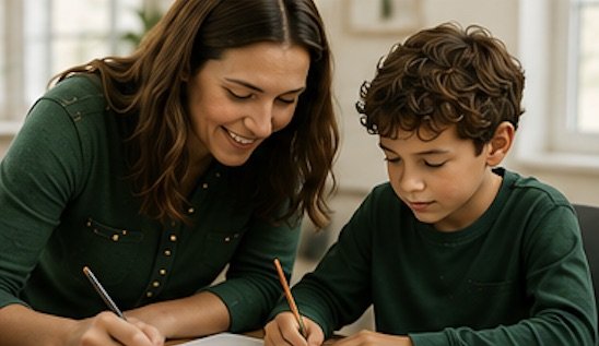 A teacher offering one-on-one guidance